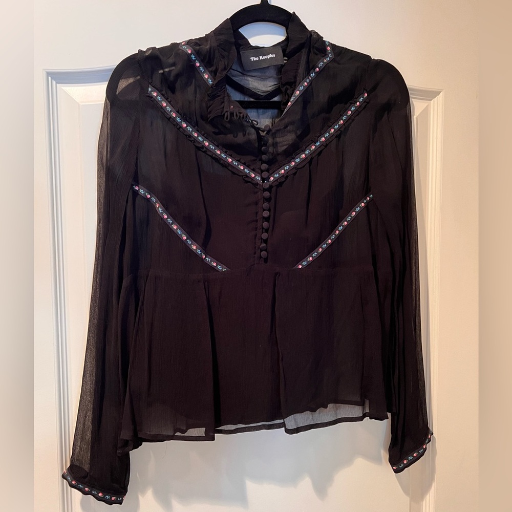 The Kooples Blouse with floral trimming, size XS